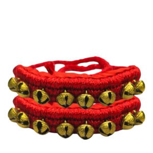 Alternative view of Brass Ghungroo Red Pad 1.6 Cm Bells Size Indian Professional Handmade Dancing for Bharatanatyam and Classical Dance Accessories || Anklet for Kids and Adults (1 Line pad (8+8) Bells)