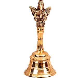 Pooja Bell with Garun Sitting On Top| Pure Brass Garuda Ganti for Pooja Aarti, Daily Worship, and Gifts (4 inches Height)