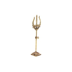 Alternative view of Trishul (Trident) Damru With Stand Brass Statue || Brass Damru Trishul on Stand Show Piece Decoration Items for Pooja, Home Temple, Office, Mandir, Shiva, Durga Temples ((9*2.5*3 Cm))