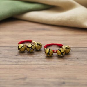 Alternative view of Pure Brass Ghungroos Red Kadi, Clapping Finger Ring for Bhajan, Unsiex Adult Gifting Small Bells Lord Godess Pooja Aarti & All Religious Celebration