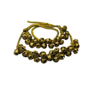 Alternative view of Handmade Indian Kathak Dancing Brass Ghungroo with Yellow Cotton String Pair Standard Size Bells Classical Dance Accessories || Anklet (1.75 Cm,1 Line,20+20 Pair)