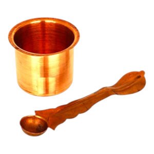 Copper Panchpatra Set with Achamani & Plate | Indian Traditional Handcraft Panchpatra with Spoon & Plate for Pooja, Temple, Diwali (5cm) - Image 4