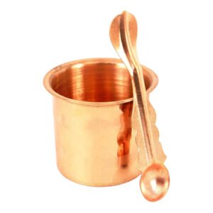 Copper Panchpatra Set with Achamani & Plate | Indian Traditional Handcraft Panchpatra with Spoon & Plate for Pooja, Temple, Diwali (5cm) - Image 5