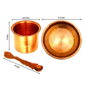 Copper Panchpatra Set with Achamani & Plate | Indian Traditional Handcraft Panchpatra with Spoon & Plate for Pooja, Temple, Diwali (5cm) - Image 6
