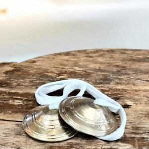 100% Pure Bronze Kartal || Embedded Lotus Design On Outside Of Curved Khanjri || Original Kansa Manjira || Bell Metal Cymbals, Pooja, Arati Musical Instrument (6.5 * 6.5)