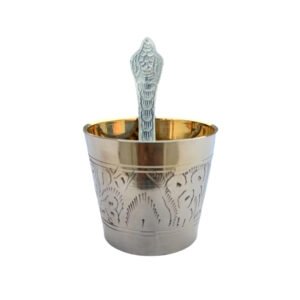 Brass Antique Panchpatra Set with Achamani | Indian Traditional Handcraft Panchpatra with Spoon for Pooja, Temple, Diwali (4cm)