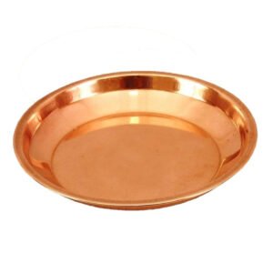 Alternative view of Pure Copper Plate/Thali for Pooja, Aarti, Home Decoration & Traditional Gift (5 inch Diameter)
