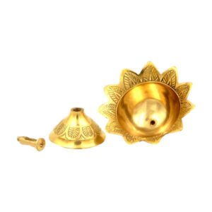 Puja Home Brass Flower Design Devdas Diya Deepak ((6.5 * 4.5 * 3.5), 1) - Image 4