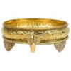 Antique Gold Plated Snan Patra with Gomukh Outlet for Abhishekam of Idols/Jal Abhishek patra ((8 Inch Diameter))