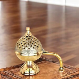 Alternative view of Brass Dhuna Loban Burner || Dhuni Dhoop Dani || Loban Burner | Brass Incense Holder for Loban, Elegant and Traditional Dhoop Dani for Purifying Home(19.5 * 17 * 11)