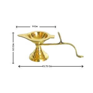Alternative view of Brass Deepak | Puja Diya Lamp, Aarti with Handle | Decorative Accessory (6.5 CM, 1)