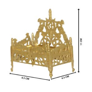 Gold Plated Brass Singhasan for ladoo Bal Gopal, God Thakur, Krishana Idol| Pooja Chowki Mandir - Image 3