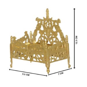 Gold Plated Brass Singhasan for ladoo Bal Gopal, God Thakur, Krishana Idol| Pooja Chowki Mandir - Image 4