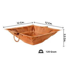 Pure Copper Hawan Kund with Handle On Both Side for Yagya, Hawan & Poojan Purpose || Traditional Hawan Kund || 100% Copper Hawan Kund for Vastu Shanti, Grah Pravesh & Weddings ((12 * 12 * 3.5 Cm)) - Image 3