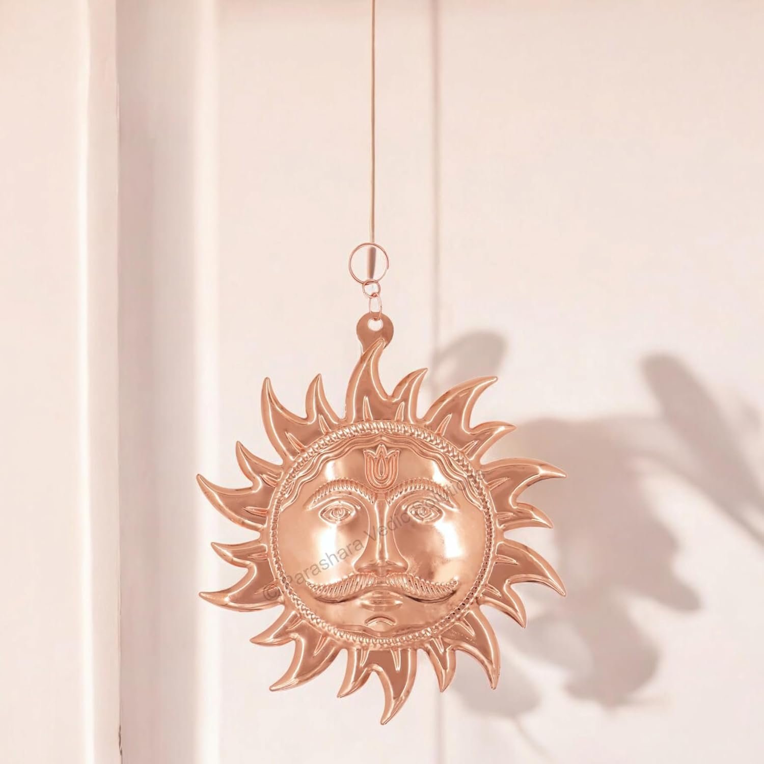 Metal Copper Home Vastu Sun Face God Wall Hanging || Shri Surya Narayan Copper Made Idol Decorative Items for Home Living Room Bedroom || Feng Shui Vastu for Good Luck Money (10 * 10) - Image 2