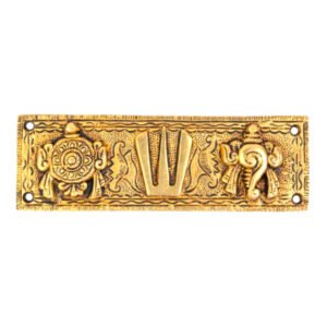 Brass Shankh Chakra Namah Wall Hanging Plate || Idol & Figurine || Decorative Showpiece for Home, Office & Room (7 * 2.25 * 0.25 in)