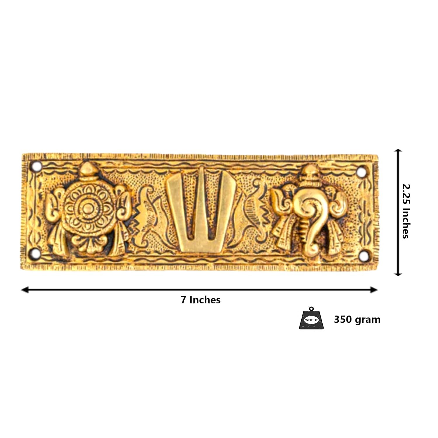 Brass Shankh Chakra Namah Wall Hanging Plate || Idol & Figurine || Decorative Showpiece for Home, Office & Room (7 * 2.25 * 0.25 in) - Image 3