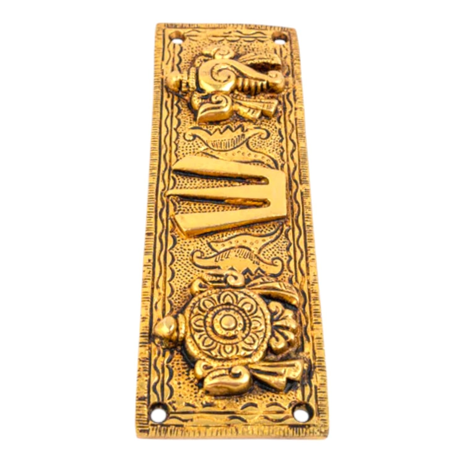 Brass Shankh Chakra Namah Wall Hanging Plate || Idol & Figurine || Decorative Showpiece for Home, Office & Room (7 * 2.25 * 0.25 in) - Image 5