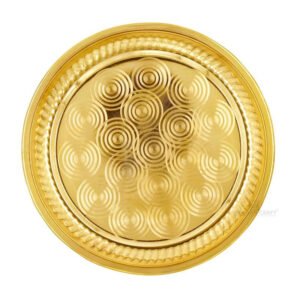Alternative view of Embossed Design Pure Brass Pooja Plate/Thali for Puja, Aarti, Home Decoration & Traditional Gift (10 inch Diameter)