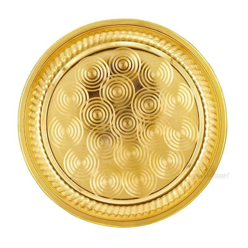 Embossed Design Pure Brass Pooja Plate/Thali for Puja, Aarti, Home Decoration & Traditional Gift (10 inch Diameter) - Image 2