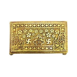 Premium Brass Antique Finish ChowkI in Square Shaped || Handcrafted Embossed Designed Chawki Peetha Peeta God's Stool for Home Pooja Mandir(14 * 8 * 2.5 CM) - Image 3