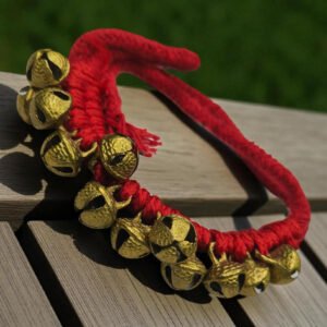 Alternative view of Handmade Indian Kathak Dancing Brass Ghungroo with Red Cotton String Pair Standard 1.6 cm Size Bells Classical Dance Accessories || Dancing Instrument || Anklet (12+12 Red 1 Line)