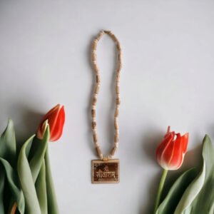 Alternative view of Original Tulsi Kanthi Mala with Shri Sitaram Antique Bhaktmal Locket | Handmade Natural Tulsi Kanthi Manufacturing in Vrindavan
