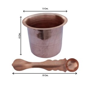 Alternative view of Copper Panchpatra Set with Achamani | Indian Traditional Handcraft Panchpatra with Spoon for Pooja, Temple, Diwali (4cm)