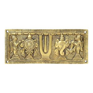 Brass Shankh Chakra Namah with Hanuman and Garuda Wall Hanging Plate || Idol & Figurine || Decorative Showpiece for Home, Office & Room (7.75 * 3 * 0.3 in)