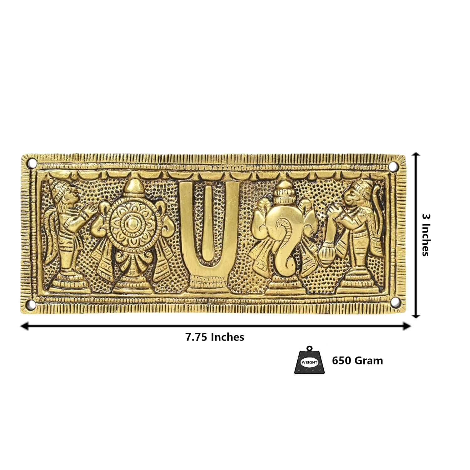 Brass Shankh Chakra Namah with Hanuman and Garuda Wall Hanging Plate || Idol & Figurine || Decorative Showpiece for Home, Office & Room (7.75 * 3 * 0.3 in) - Image 3