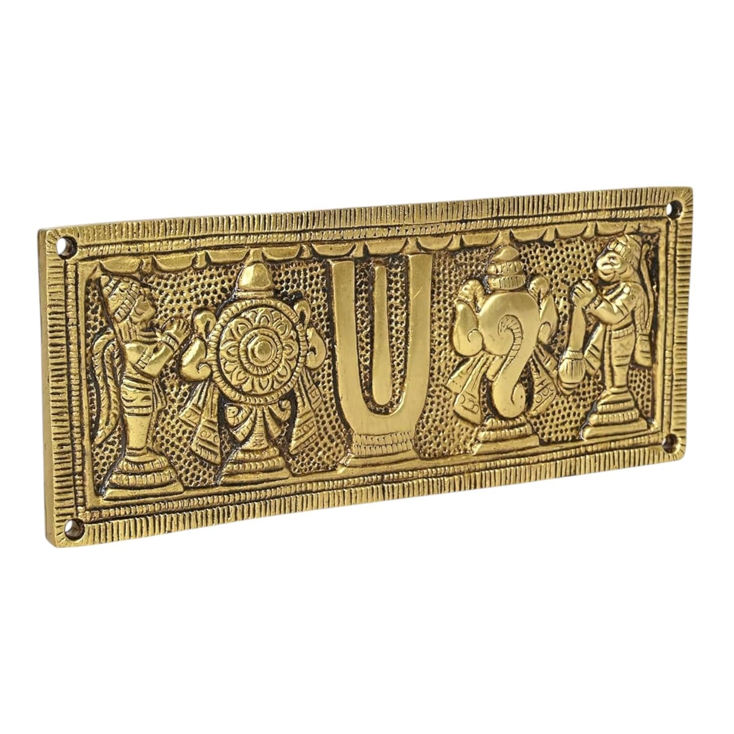 Brass Shankh Chakra Namah with Hanuman and Garuda Wall Hanging Plate || Idol & Figurine || Decorative Showpiece for Home, Office & Room (7.75 * 3 * 0.3 in) - Image 4