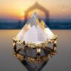 Feng Shui Vastu Crystal Pyramid Yantra with Gold Stand Legs for Positive Energy Generator, Money, Wealth, Vastu Correction, Good Luck & Prosperity, Decorative Showpiece & Gifts (4 cm)