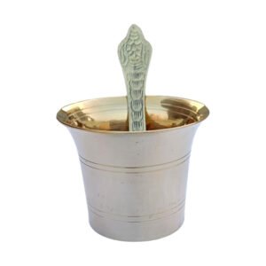 Brass Panchpatra Set with Achamani | Indian Traditional Handcraft Panchpatra with Spoon for Pooja, Temple, Diwali (4cm)