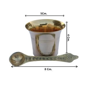 Brass Panchpatra Set with Achamani | Indian Traditional Handcraft Panchpatra with Spoon for Pooja, Temple, Diwali (4cm) - Image 3