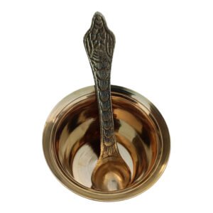 Brass Panchpatra Set with Achamani | Indian Traditional Handcraft Panchpatra with Spoon for Pooja, Temple, Diwali (4cm) - Image 4