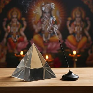Vastu Feng Shui Clear Crystal Triangle Pyramid for Removing Negative Energy, Vastu Correction & Meditation, Puja, Positive Energy, Money Collection, Good Luck, Prosperity and Home Décor (4 cm)