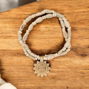 Alternative view of Original Tulsi Mala with Sita_Ram Antique Sun Shape Small Locket || Handmade Natural Tulsi Kanthi Manufacturing in Vrindavan