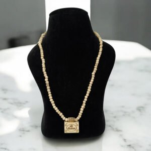 Alternative view of Original Tulsi Round Beads Kanthi with Sri_Sitaram Bhaktmal Small_Size_Locket || Handmade Natural tulsi Kanthi Manufacturing in Vrindavan