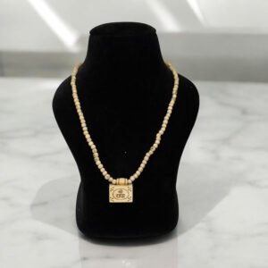 Alternative view of Original Tulsi Round Beads Mala with Sri Radha Bhaktmal Small Size Locket || Handmade Natural Kanthi Manufacturing in Vrindavan