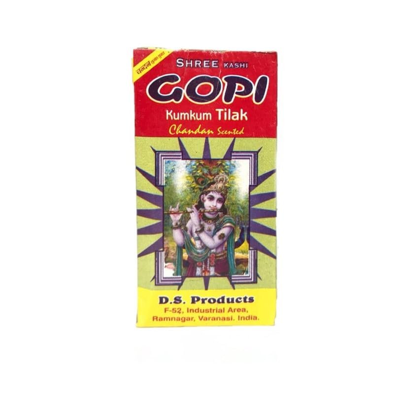 Pack of 4 Metal Tilak Stamp, Roli, Yellow Chandan (Keshar Chandan Tika) and Gopi Chandan Combo Set || Vaishnava Tilak Stamp Combo Set - Image 2