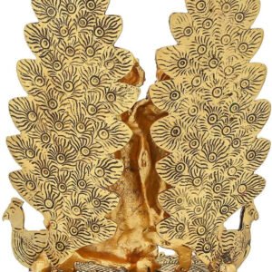 Alternative view of Brass Metal Radha Krishna Idol Statue with Diya Peacock Design Figurine Temple Pooja Showpiece for Home Décor and Decorative Gift
