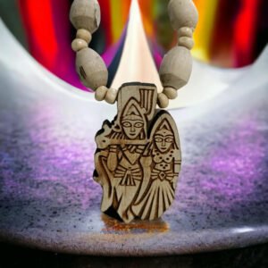 Alternative view of Original Tulsi kanthi Mala with Big Shri Radha krishna Locket/Length: 24 inch, Natural Tulasi Kanthi Mala, for men and women