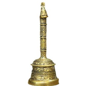 Pooja Bell with Nandi Sitting On Top| Pure Brass Antique Design Nandi Ganti| Ideal for Pooja Aarti, Daily Worship, and Gifts (6 inches Height) - Image 3