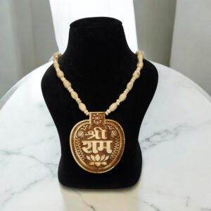 Alternative view of Original Tulsi kanthi with Sri_Ram Name Big Locket ||Handmade Netural Tulsi Kanthi Manufacturing in Vrindavan