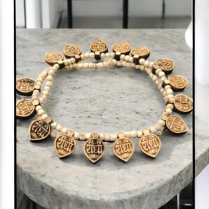 Original Tulsi Sri_Radha Name Mahamantra 16 Pan Shape Small Locket Kanthi || Handmade Natural Mala Manufacturing in Vrindavan - Image 3