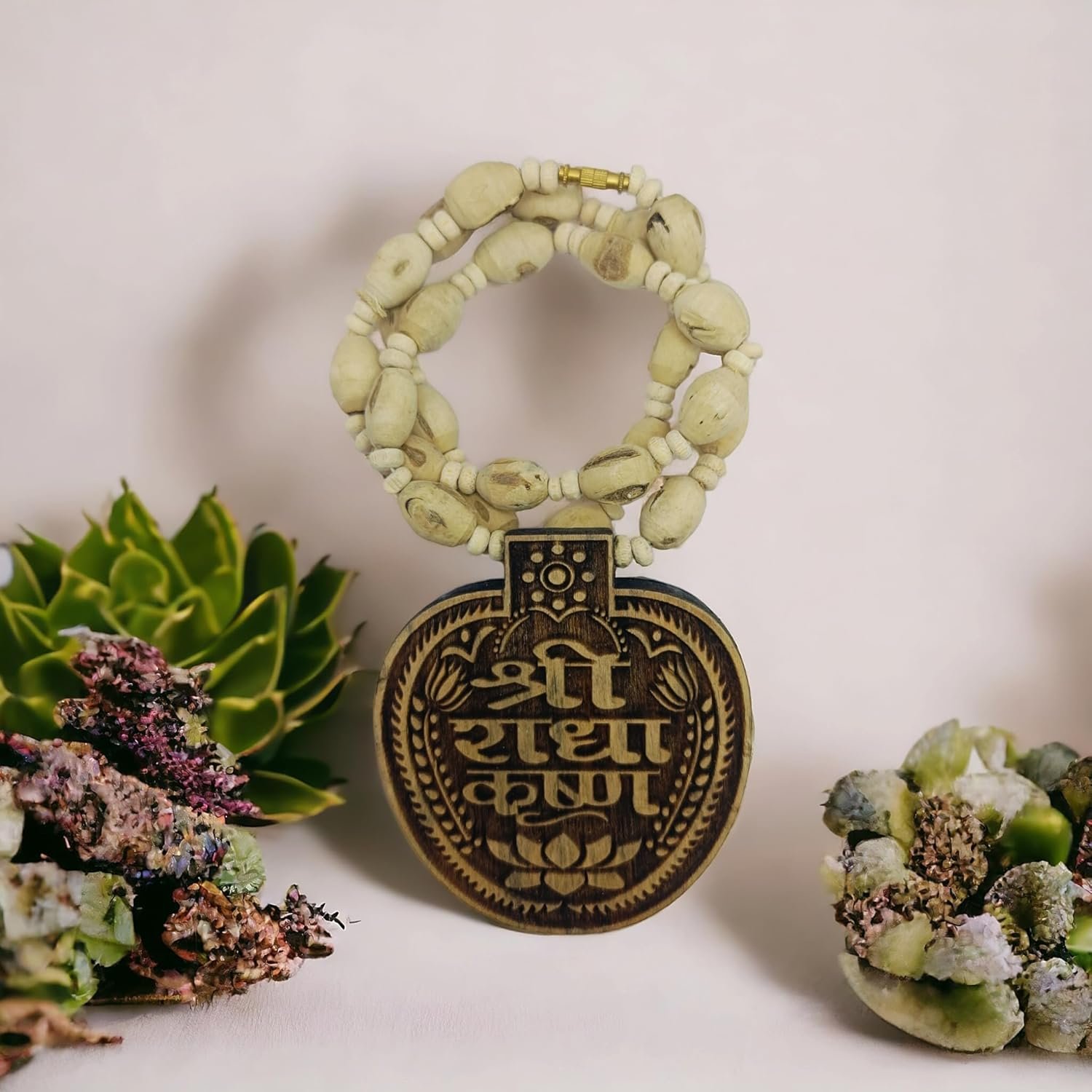 Original Tulsi kanthi with Sri_Radha_Krishna Name Big Locket ||Handmade Netural Tulsi Kanthi Manufacturing in Vrindavan - Image 5