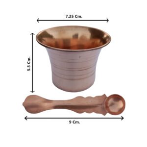 Alternative view of Copper Indian Traditional Handcraft Panchpatra with Spoon || Panchpatra Set with Achamani for Pooja, Temple, Diwali (5.5cm)
