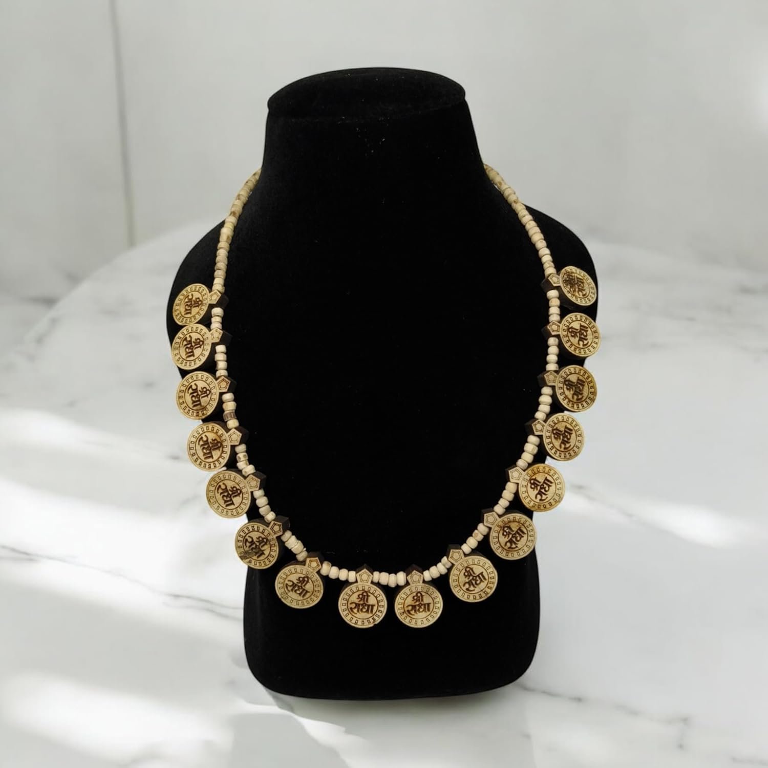 Original Tulsi Sri_Radha Name Mahamantra 16 Round Shape Locket Mala || Handmade Natural Kanthi Manufacturing in Vrindavan - Image 2