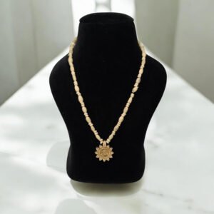 Alternative view of Original Tulsi Mala with Sri_Radha Antique Sun Shape Small Locket ||Handmade Natural Kanthi Manufacturing in Vrindavan