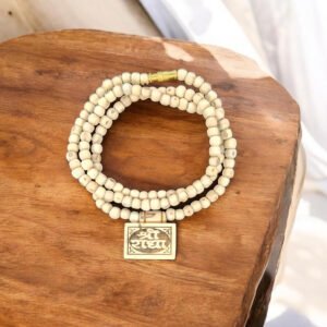 Original Tulsi Round Beads Kanthi with Sri Radha Antique_Bhaktmal Small_Size_Locket || Handmade Netural Kanthi Manufacturing in Vrindavan - Image 4